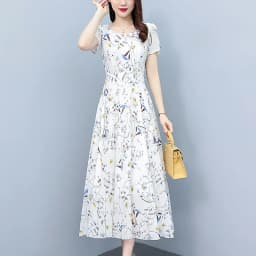 White Floral Chiffon Bodycon Office Lady Dress Summer Elegant Casual Chic Prom Long Dress 2024 Women Vintage Party Evening Dress