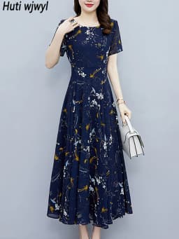 White Floral Chiffon Bodycon Office Lady Dress Summer Elegant Casual Chic Prom Long Dress 2024 Women Vintage Party Evening Dress