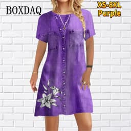 2023 New Women Dress Fashion Abstract False Two-piece Set Loose Casual Mini Dress Ladies Floral Print Summer Beach Party Dress