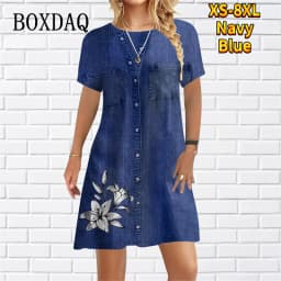 2023 New Women Dress Fashion Abstract False Two-piece Set Loose Casual Mini Dress Ladies Floral Print Summer Beach Party Dress