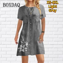 2023 New Women Dress Fashion Abstract False Two-piece Set Loose Casual Mini Dress Ladies Floral Print Summer Beach Party Dress