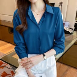 New Spring satin shirts solid color office ladies shirts fashion Women Blouses Long Sleeve Tops Blusas Mujer