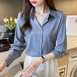 New Spring satin shirts solid color office ladies shirts fashion Women Blouses Long Sleeve Tops Blusas Mujer