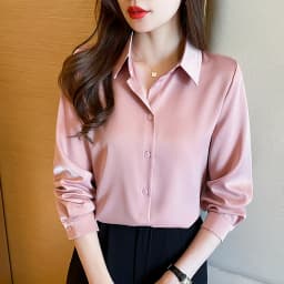 New Spring satin shirts solid color office ladies shirts fashion Women Blouses Long Sleeve Tops Blusas Mujer