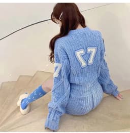 Girls Suit Knitting 2026 New Fashion Summer Korean Ladylike Sweet 2 Pic Set Full Zipper O-Neck Elastic Waist Solid Shorts Sex