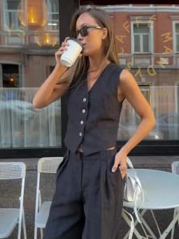 Bronladies Womem Linen Cotton Chic Vest & Pants Suit Two-Piece Set Office Ladies Summer Chic 2 Piece Sets Womens Outfits