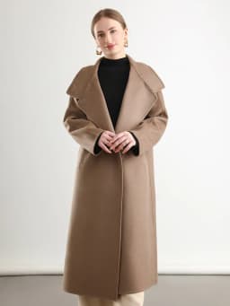 Pure Wool Trench Coat 100% Woolen Overcoat Dense Fabric New Women Turn-down Collar Handmade Long Coat Winter Jacket #20