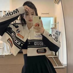 Women's Casual Short Jacket with Zippers Retro Loose Baseball Jacket for 2024 Autumn Detachable Moto Coat Embroidered Letters