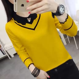 Women's Short Knit Sweater Jumper Spring Autumn New Versatile Doll Neck Long Sleeves Bottom Shirt Female Sweater Pullover Tops