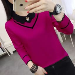 Women's Short Knit Sweater Jumper Spring Autumn New Versatile Doll Neck Long Sleeves Bottom Shirt Female Sweater Pullover Tops