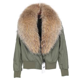 2026 NEW Maomaokong Women's Jacket Natural Raccoon Fur Collar Jacket Short Coat Slim Coat Women Bomber Parka