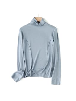 SuyaDream Women's Wool Blend Thermal T-Shirt, Mock Neck, Long Sleeved, Basic Slim Tee, Monochromatic, 2025 Fall, Winter Top