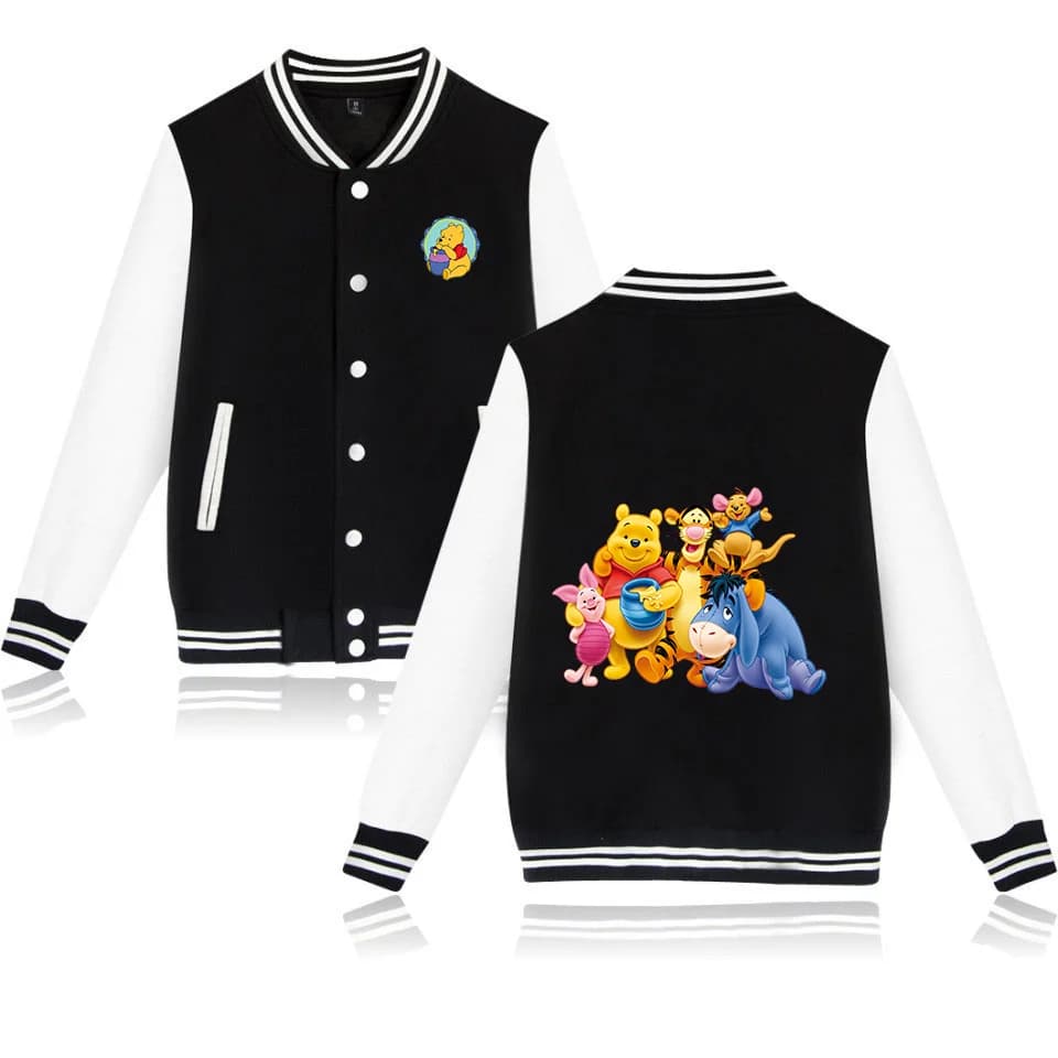 Winnie the Pooh Baseball Jacket Men Women Hip Hop Harajuku Jackets Streetwear Boys Girls Loose College Coats