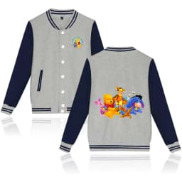 Winnie the Pooh Baseball Jacket Men Women Hip Hop Harajuku Jackets Streetwear Boys Girls Loose College Coats