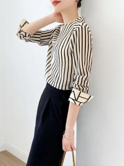Fashion luxury ladies shirt France style woman printing blouse Long sleeve Tops blusa mujer