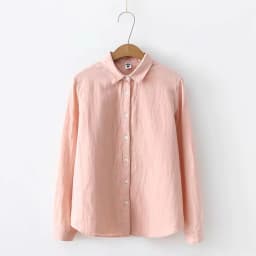 New Spring Women Double-layer Cotton Shirts Full Sleeve Pointed Collar Loose Solid Casual Soft Blouse Office Lady Work T34407X
