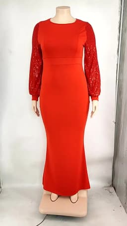 Women Long Sleeve Maxi Dresses Evening Ladies Sexy Plus Size Sequin Dress Glitte Elegant Red Dress Wholesale Dropshipping