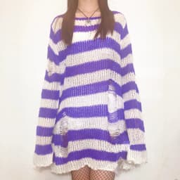 Gothic Grunge Striped Knitted Sweater Women Long Pullovers Loose Thin Punk Sweaters Jumpers Mujer Jersey Chic Streetwear