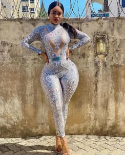 Elegant Pearls Long Sleeves Jumpsuit Sexy Elatic Women Singer Outfit Birthday Celebrate Evening Party Wear