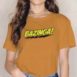 Bazinga Black Casual TShirt The Big Bang Theory Leonard Sheldon Printing Tops Casual T Shirt Women Short Sleeve Unique