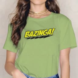 Bazinga Black Casual TShirt The Big Bang Theory Leonard Sheldon Printing Tops Casual T Shirt Women Short Sleeve Unique