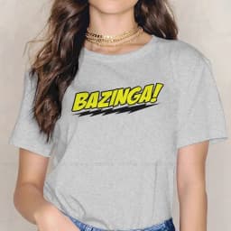 Bazinga Black Casual TShirt The Big Bang Theory Leonard Sheldon Printing Tops Casual T Shirt Women Short Sleeve Unique