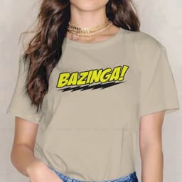 Bazinga Black Casual TShirt The Big Bang Theory Leonard Sheldon Printing Tops Casual T Shirt Women Short Sleeve Unique