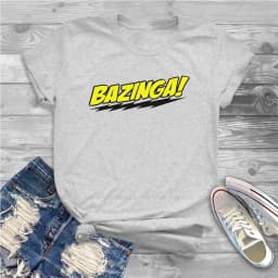 Bazinga Black Casual TShirt The Big Bang Theory Leonard Sheldon Printing Tops Casual T Shirt Women Short Sleeve Unique