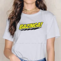 Bazinga Black Casual TShirt The Big Bang Theory Leonard Sheldon Printing Tops Casual T Shirt Women Short Sleeve Unique