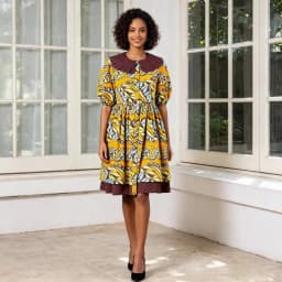 African Dresses for Women Elegant Party Short Sleeve High Waist Print A-line Dress Ankara Attire Traditional Outfits A2225029