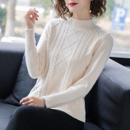 Fdfklak Autumn Winter New Pullover Sweater Women Loose Korean 2026 Mock Neck Thick Knit Top Female Spring Sweaters Jersey Mujer