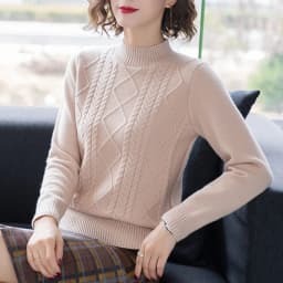 Fdfklak Autumn Winter New Pullover Sweater Women Loose Korean 2026 Mock Neck Thick Knit Top Female Spring Sweaters Jersey Mujer