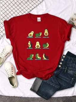 Woman T-Shirt Avocado Teaches You To Practice Yoga Printing Blouses Womensfashion Oversize Blouses Funny Fruit Ladies Tshirts