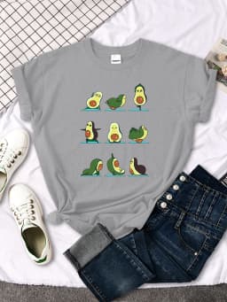 Woman T-Shirt Avocado Teaches You To Practice Yoga Printing Blouses Womensfashion Oversize Blouses Funny Fruit Ladies Tshirts