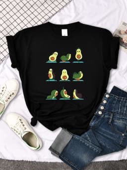 Woman T-Shirt Avocado Teaches You To Practice Yoga Printing Blouses Womensfashion Oversize Blouses Funny Fruit Ladies Tshirts