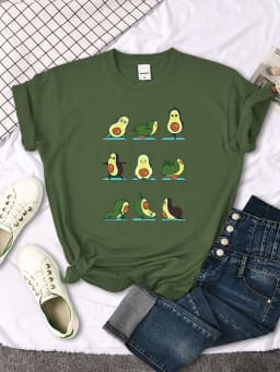 Woman T-Shirt Avocado Teaches You To Practice Yoga Printing Blouses Womensfashion Oversize Blouses Funny Fruit Ladies Tshirts