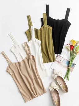 SuyaDream Women Silk Camisole 70%Silk 30%Cotton Kitted Chic Camis 2025 Spring Summer Solid Bottoming Shirt