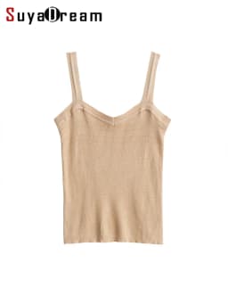 SuyaDream Women Silk Camisole 70%Silk 30%Cotton Kitted Chic Camis 2025 Spring Summer Solid Bottoming Shirt