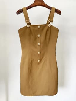 HIGH STREET Newest 2026 Summer Fashion Star Style Designer Women's Lion Buttons Pinafore Dress
