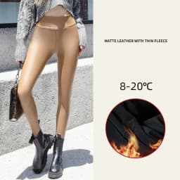 Winter Warm PU Leather Leggings Women Leather Pantalones High Waist Thermal Tights Stretchy Pants Winter Fleece Lined Trousers