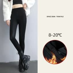 Winter Warm PU Leather Leggings Women Leather Pantalones High Waist Thermal Tights Stretchy Pants Winter Fleece Lined Trousers