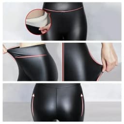 Winter Warm PU Leather Leggings Women Leather Pantalones High Waist Thermal Tights Stretchy Pants Winter Fleece Lined Trousers