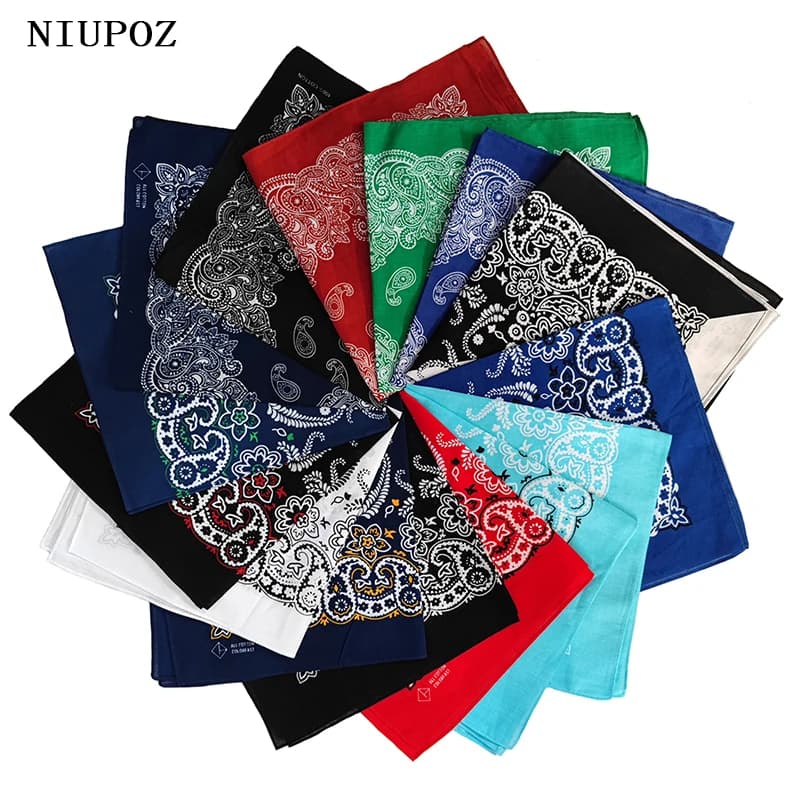 High Quality New Design Hip Hop Amoeba Cashew Cotton Square Scarf Black Bandana Scarf Headband Paisley Gifts Unisex