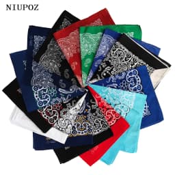 High Quality New Design Hip Hop Amoeba Cashew Cotton Square Scarf Black Bandana Scarf Headband Paisley Gifts Unisex