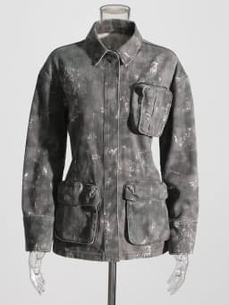 TWOTWINSTYLE Temperament Denim Jackets For Women Lapel Long Sleeve Single Breasted Loose Camouflage Jacket Female Fashion 2023