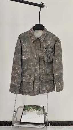 TWOTWINSTYLE Temperament Denim Jackets For Women Lapel Long Sleeve Single Breasted Loose Camouflage Jacket Female Fashion 2023