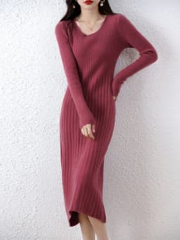 Cashmere Sweater Women's Knitted Dresses 100% Merino Wool Autumn Fashion Elegant Dress Winter Female Pullover Casual Long Skirts