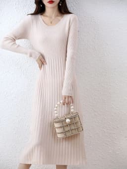 Cashmere Sweater Women's Knitted Dresses 100% Merino Wool Autumn Fashion Elegant Dress Winter Female Pullover Casual Long Skirts