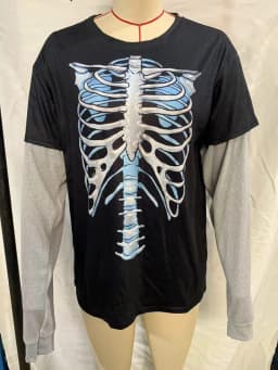 Vintage Graphic Skull Print T-shirts Y2K Cyber Aesthetic Tops Patchwork Long Sleeve Tee Gothic Grunge Emo Alt Clothes Streetwear