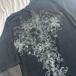 Vintage Graphic Skull Print T-shirts Y2K Cyber Aesthetic Tops Patchwork Long Sleeve Tee Gothic Grunge Emo Alt Clothes Streetwear